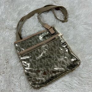 Michael Kors Gold Mirror Metallic Crossbody Purse EUC
